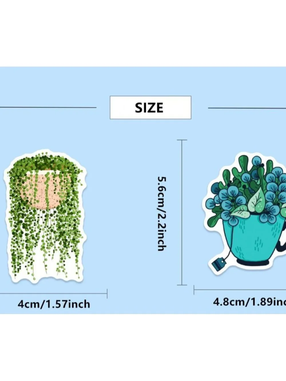 50 Pcs Green Plants Stickers Potted Plant Floral Sticker for Laptops Water Bottl